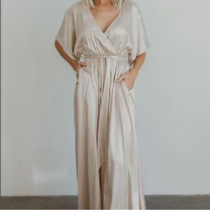 Baltic Born Women's Savannah Print Ivory Kimono Satin Maxi Dress Sz. XS NWT